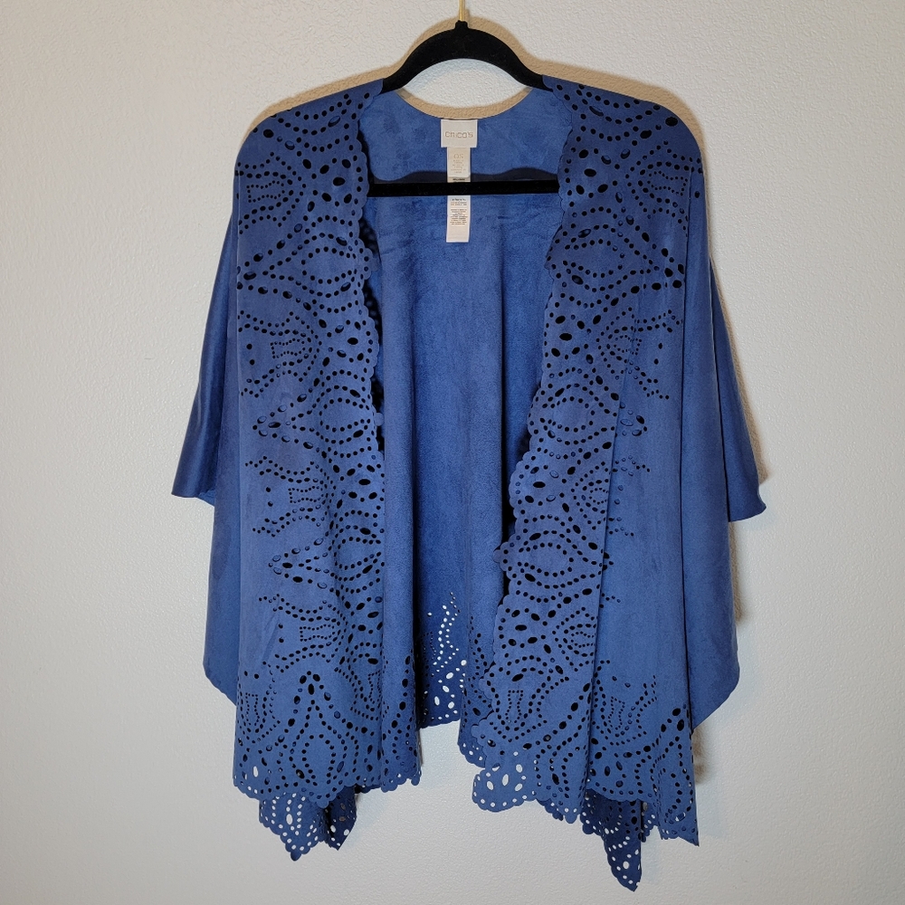 Chicos OS Faux Suede Blue Shawl